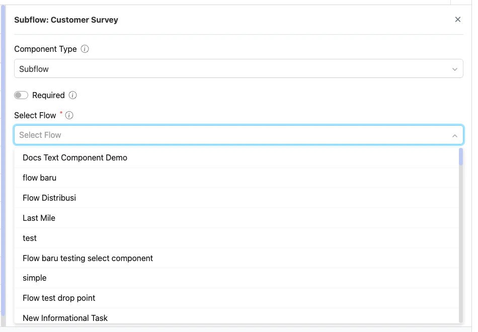 Select Flow dropdown