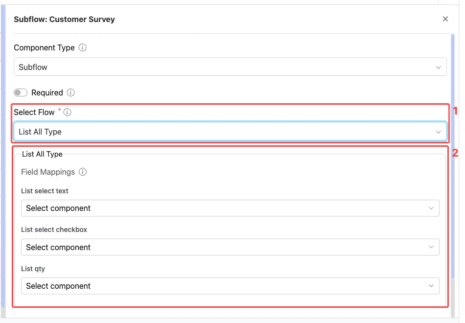 Subflow with field mappings