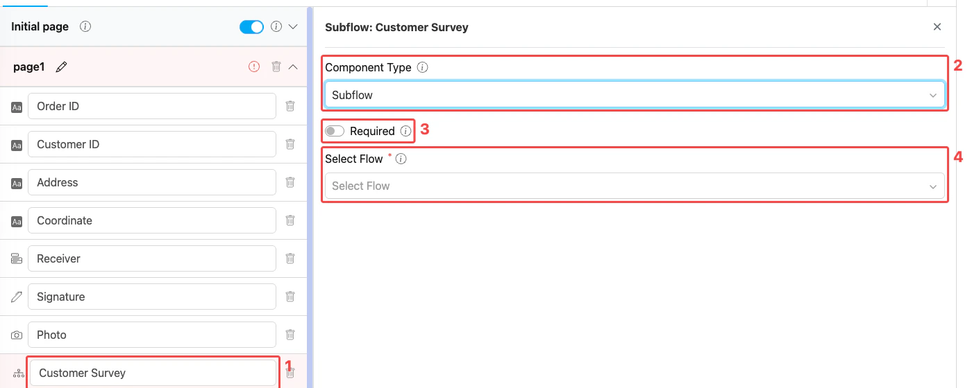 Subflow component configuration