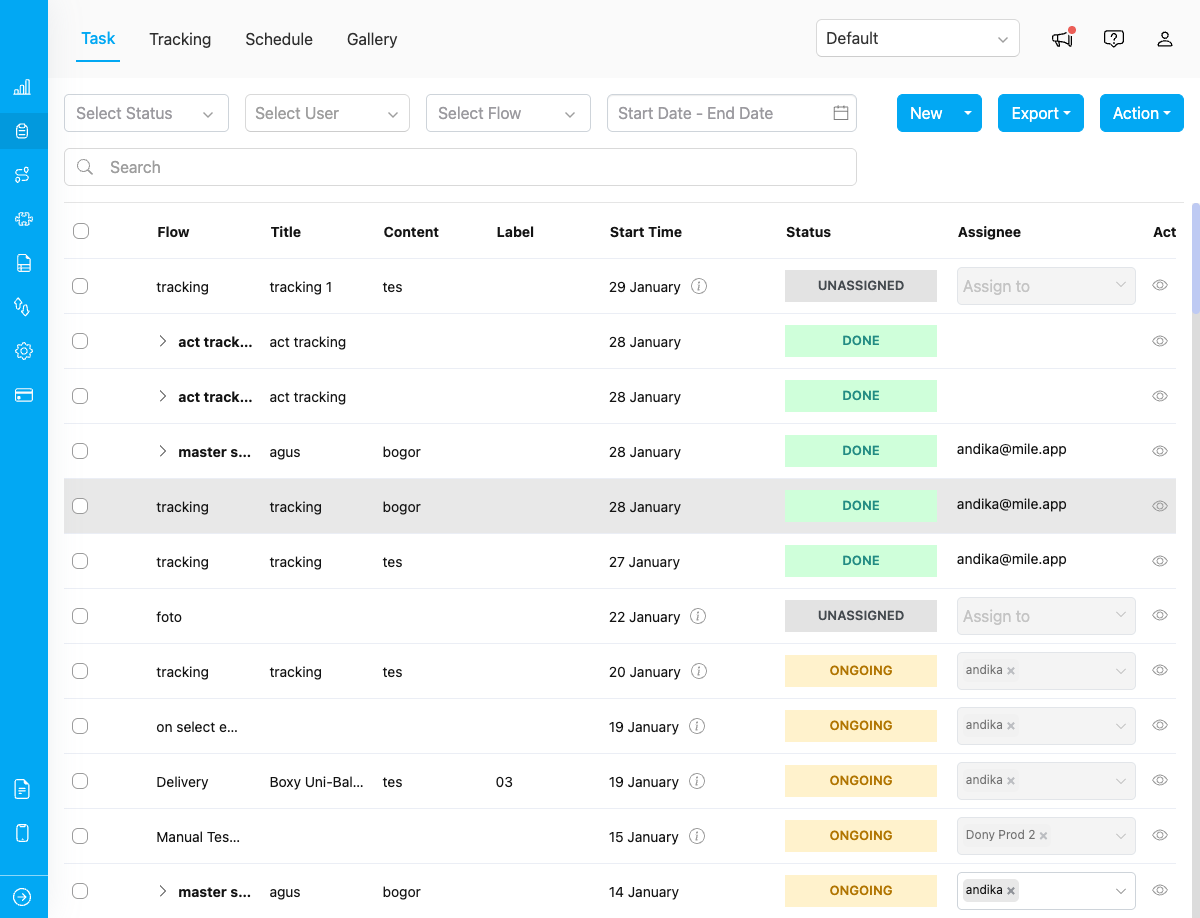 Task List Page