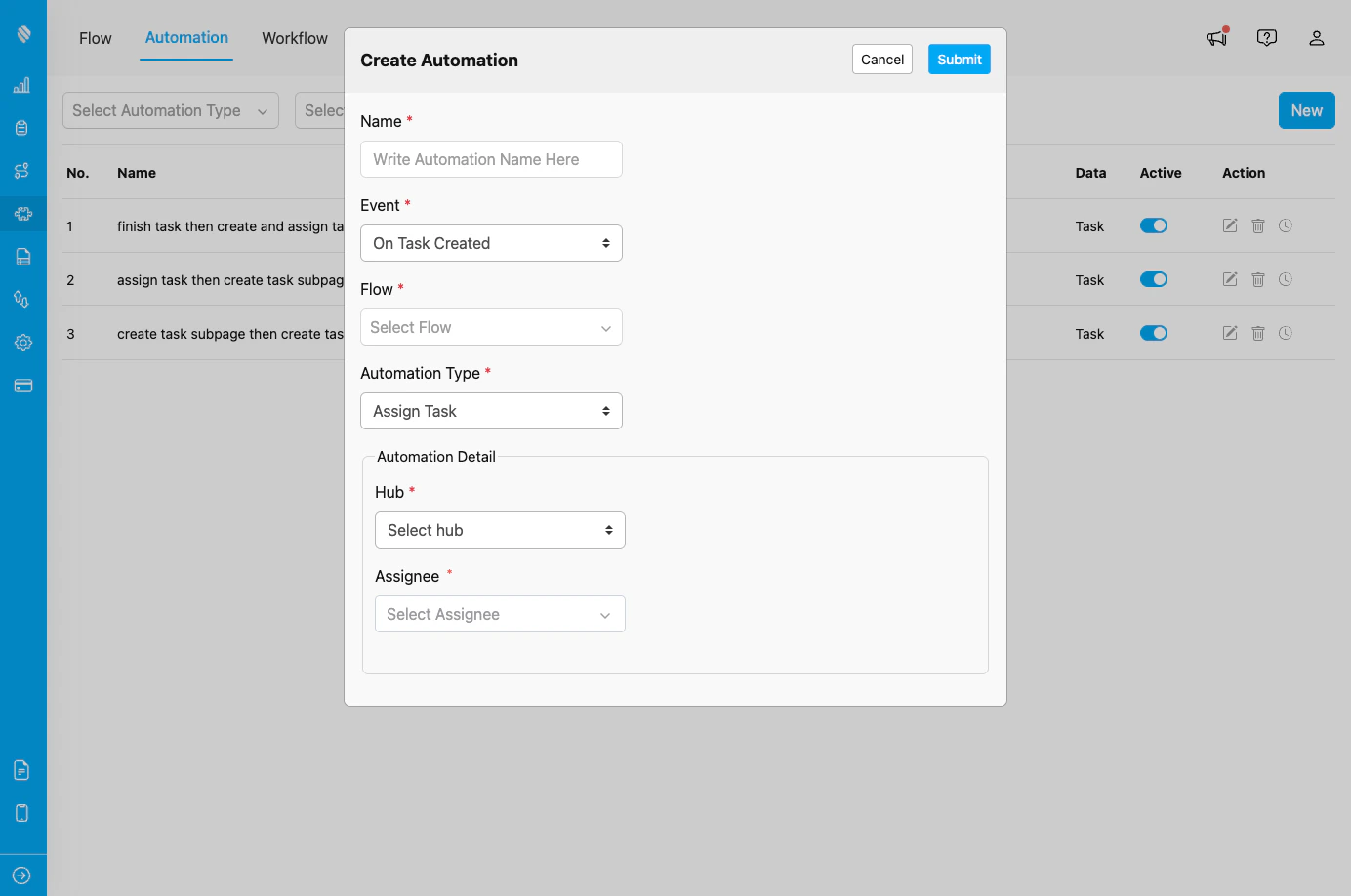 Assign Task automation configuration
