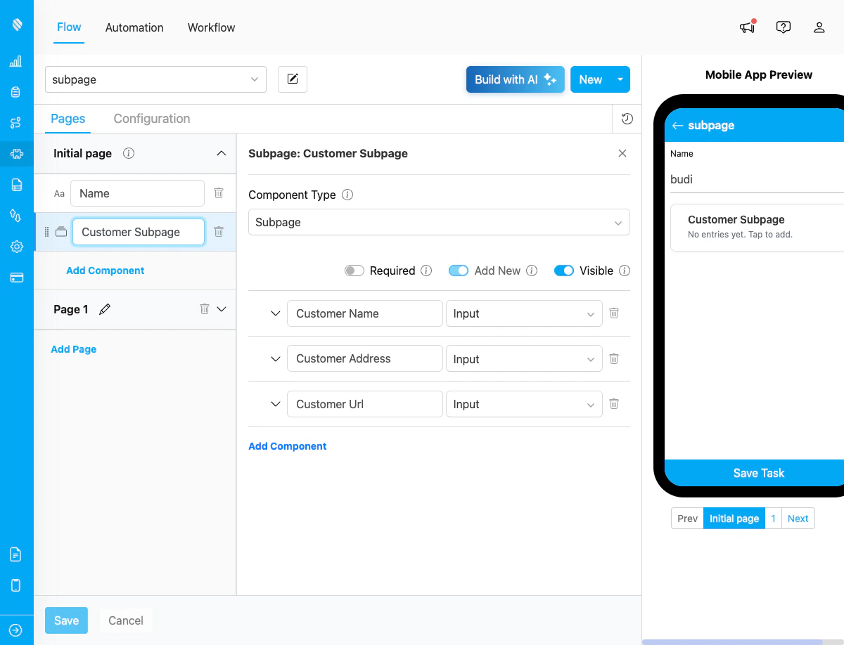 Subpage Configuration
