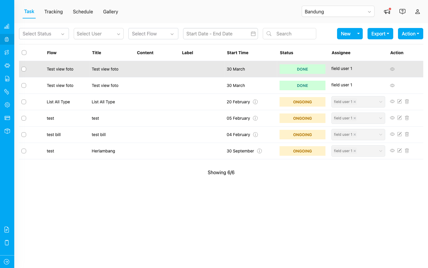 Task list with multiple Flows