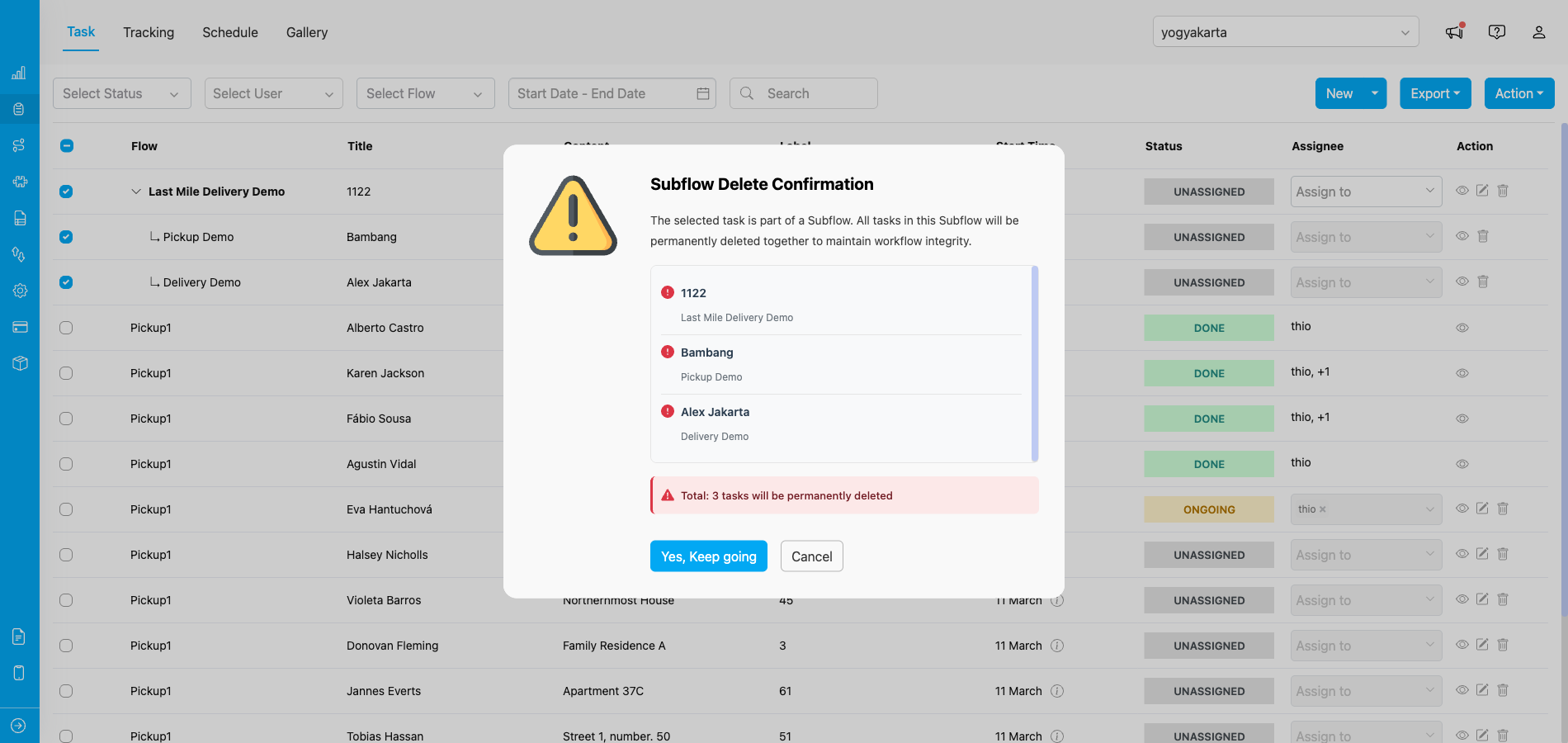 Delete confirmation