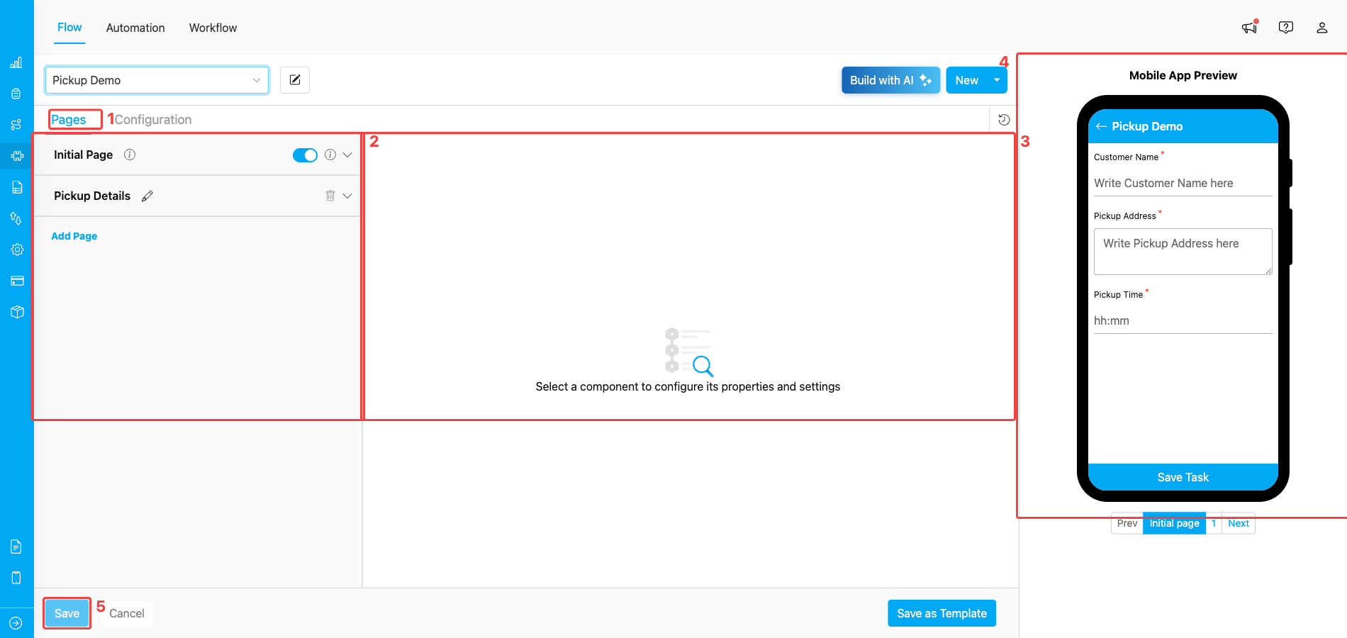 Flow Builder Pages tab