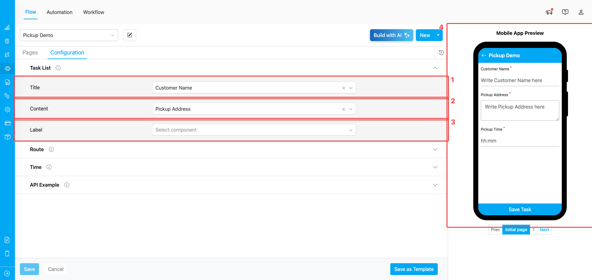 Configuration → Task List section