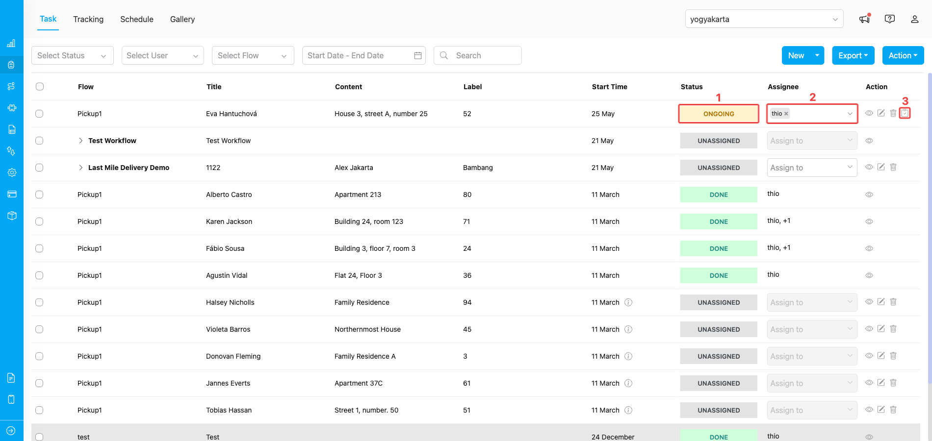 Task list with Do Task icon
