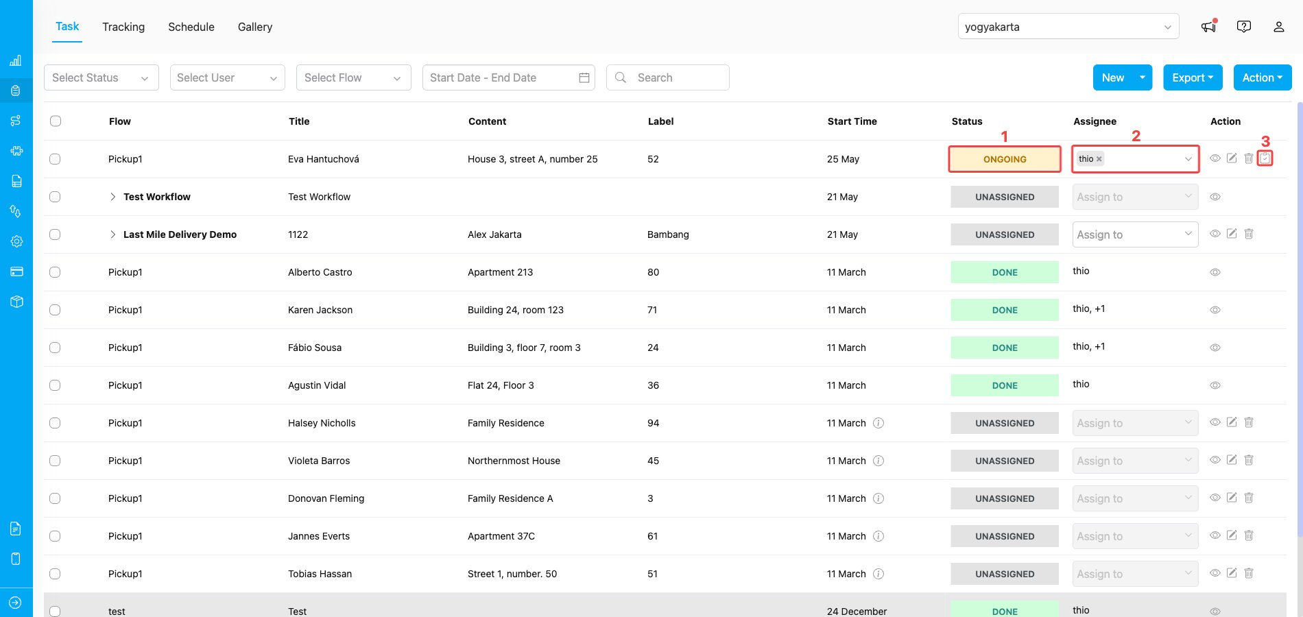 Task list with Do Task icon