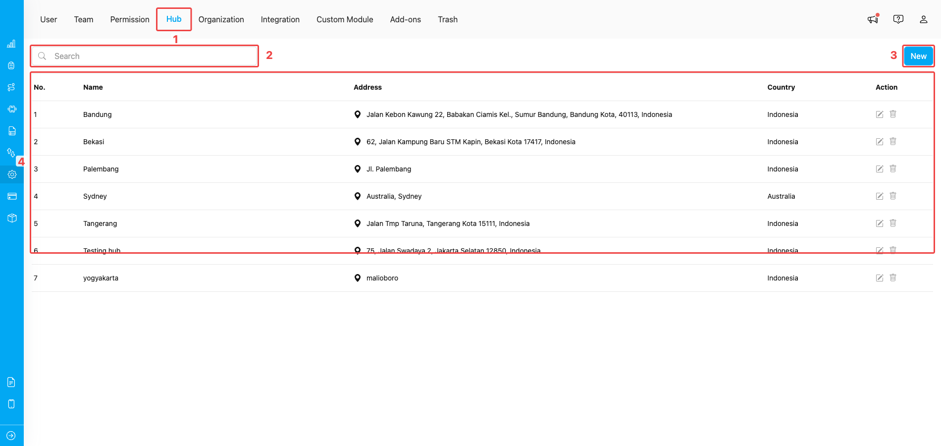 Setting → Hub page