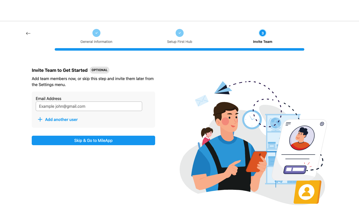 Invite team verification step