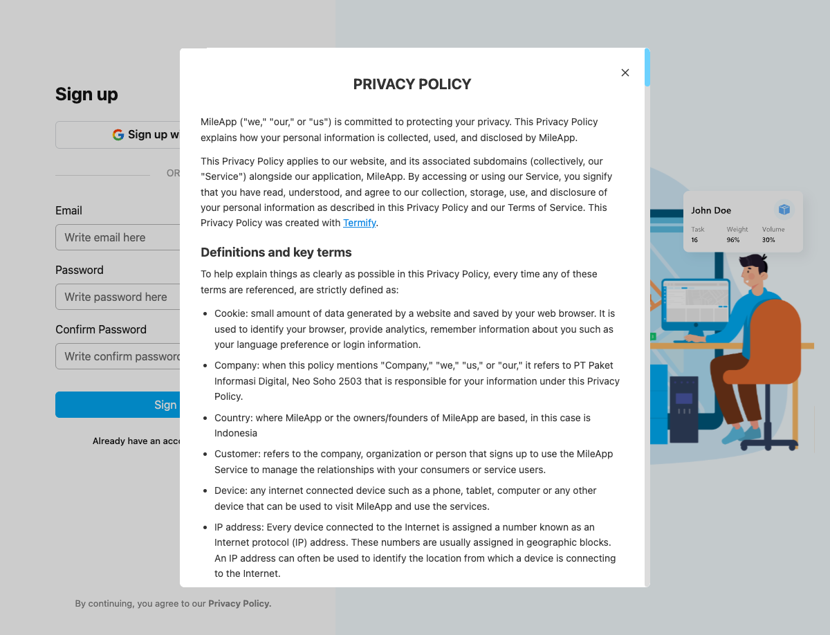 Privacy Policy Modal