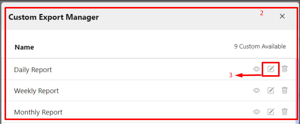 Custom Export Manager Display