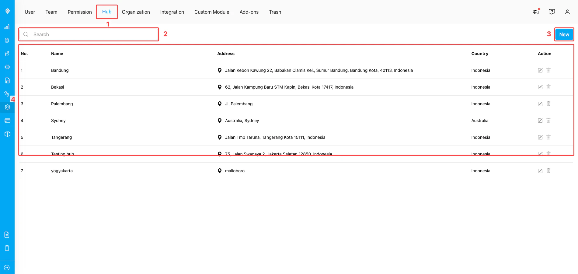Setting → Hub page