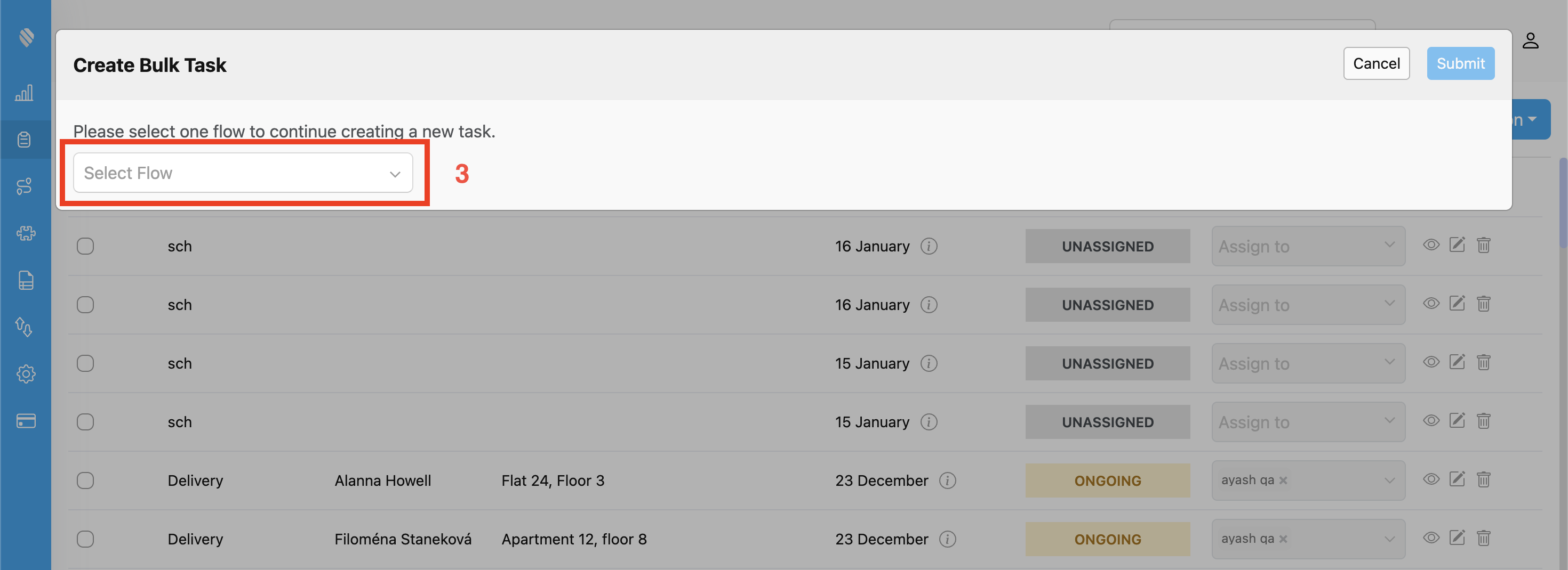 Select a task flow for bulk import