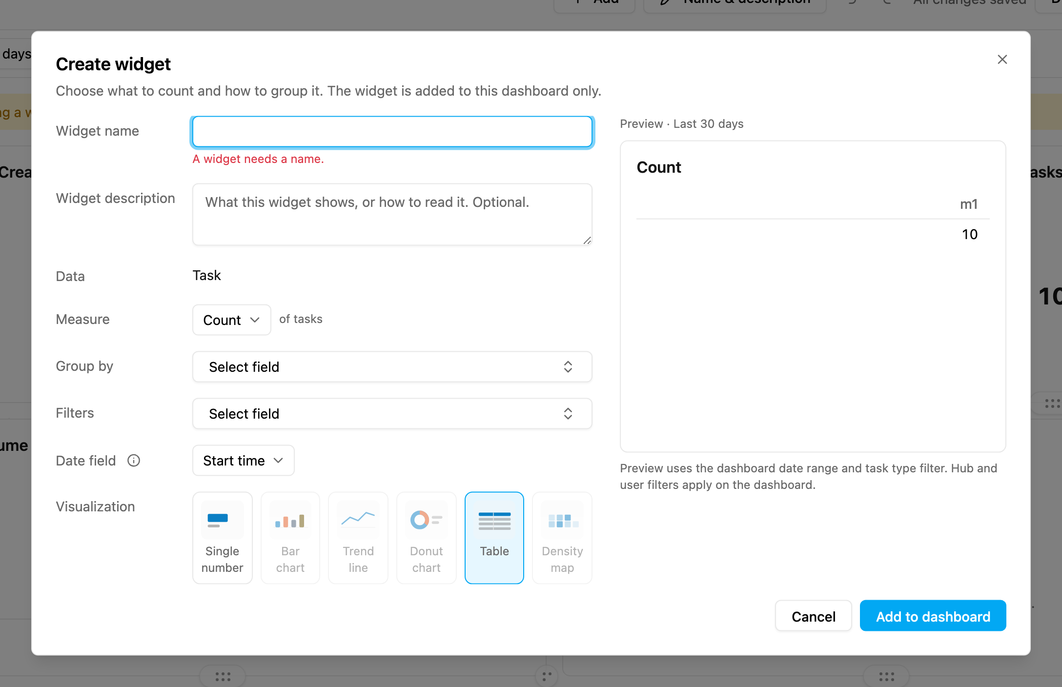 Create widget with a missing name