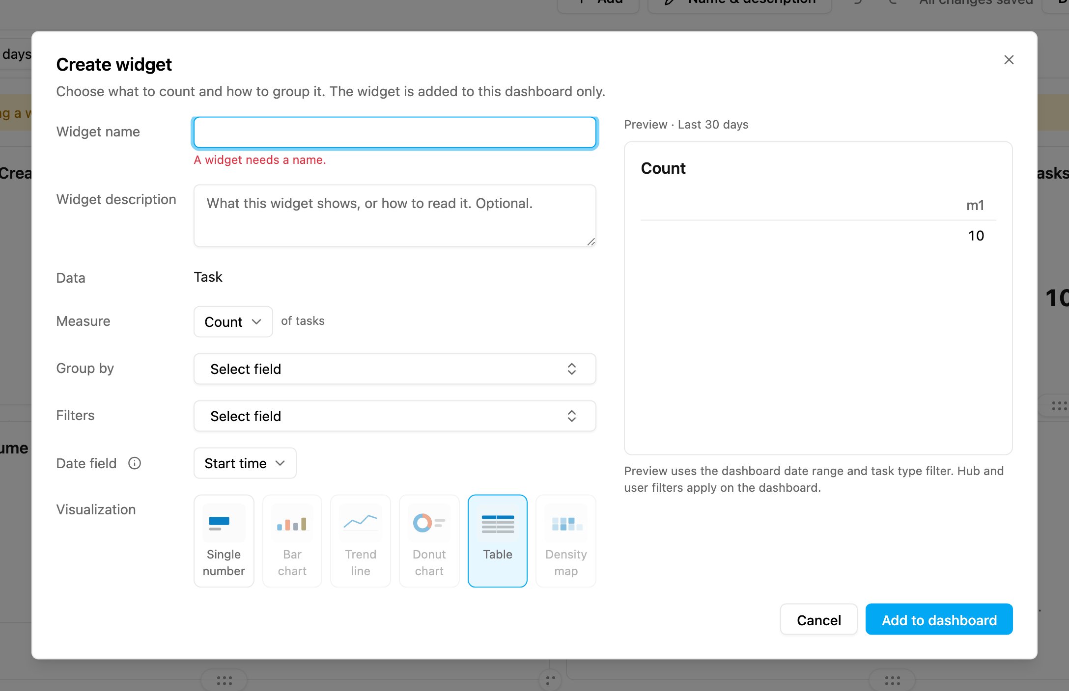 Create widget with a missing name