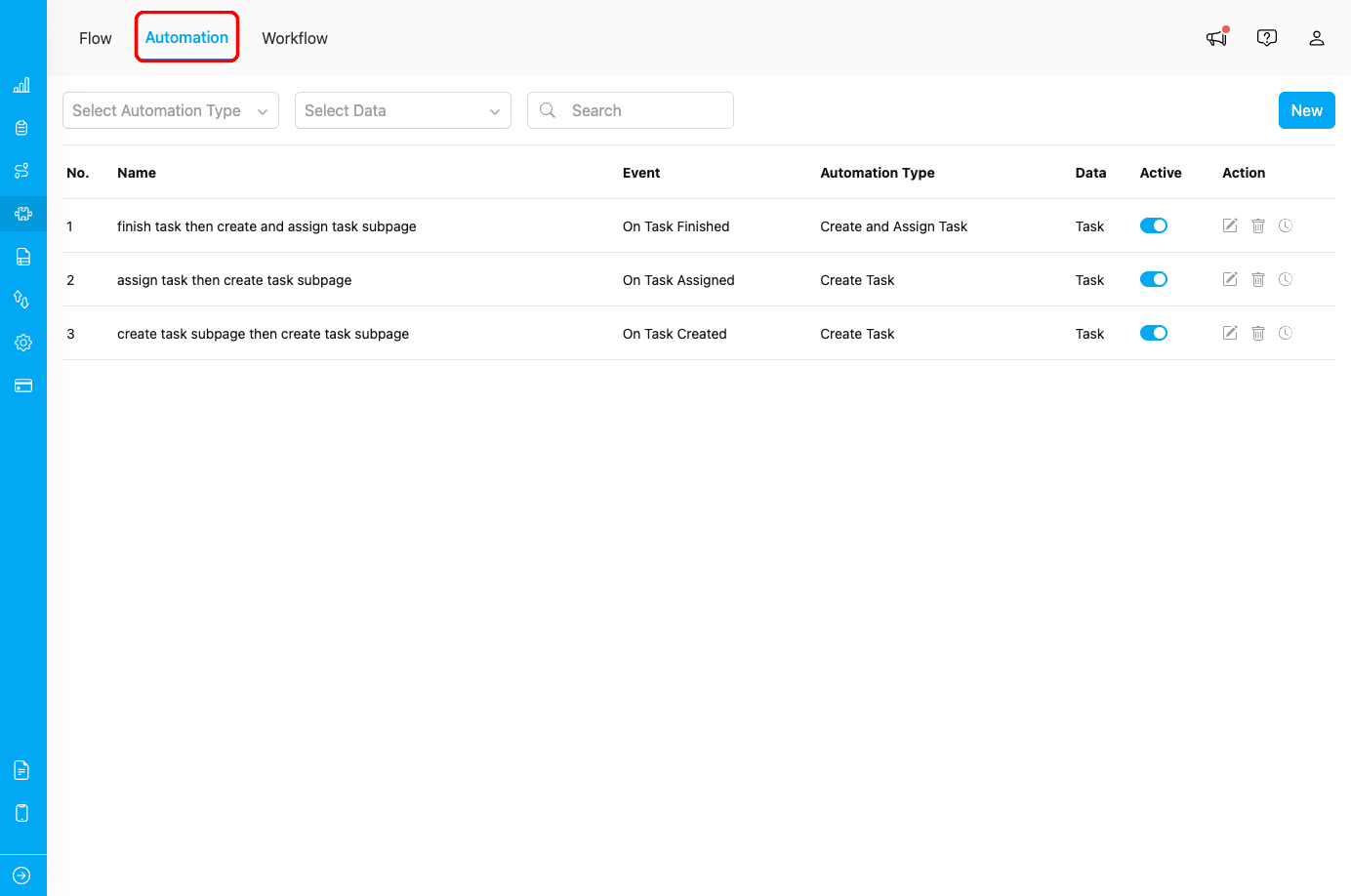 Automation Tab