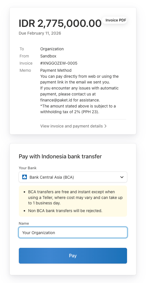 IDR Stripe Bank Selection