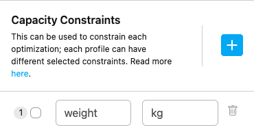 Capacity Constraint section with add button