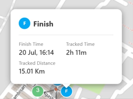 Finish information card