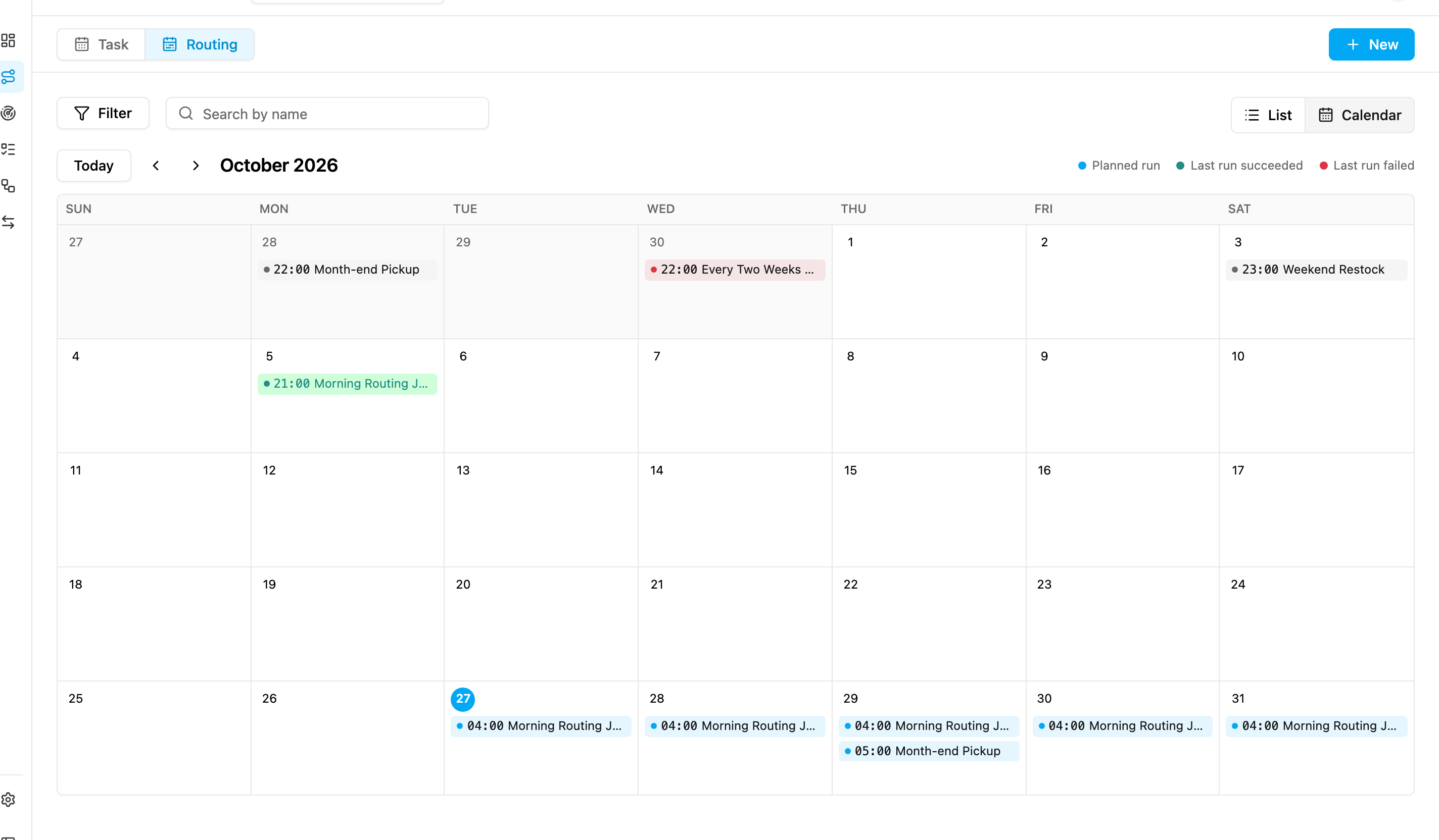 Routing schedules on the calendar