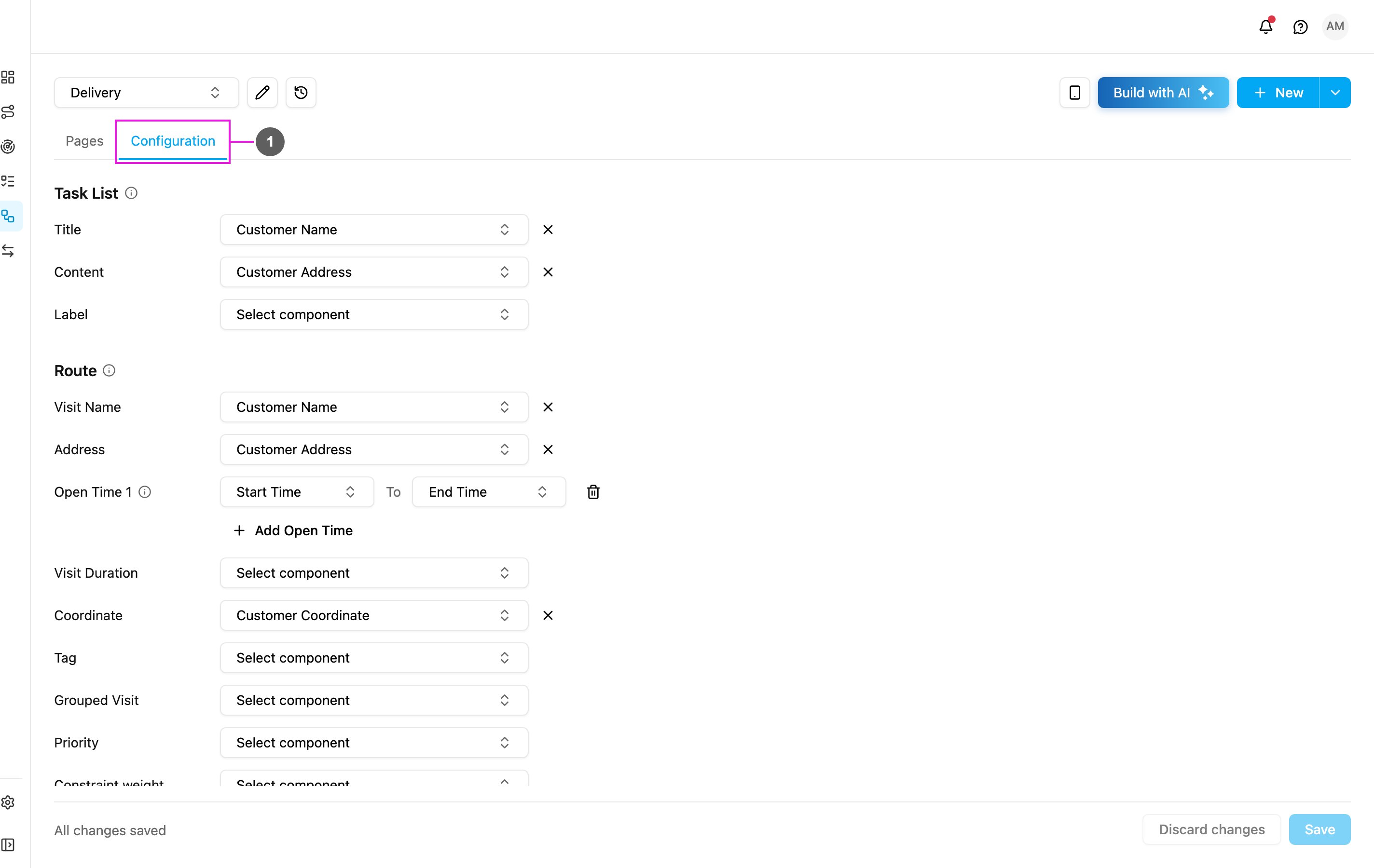 Configuration tab