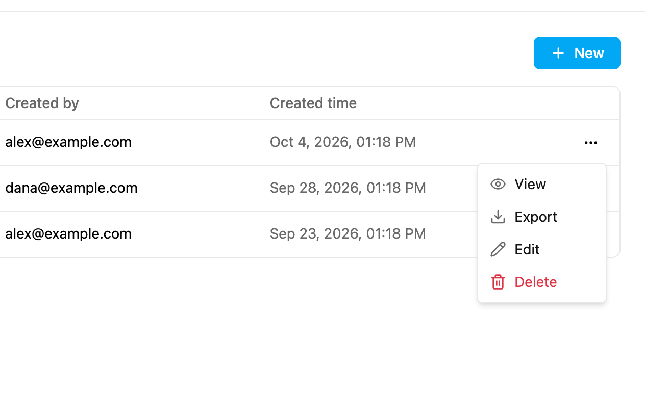 Report actions