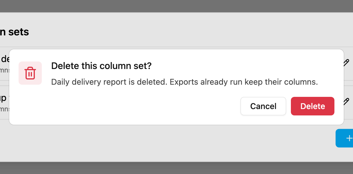 Delete a column set