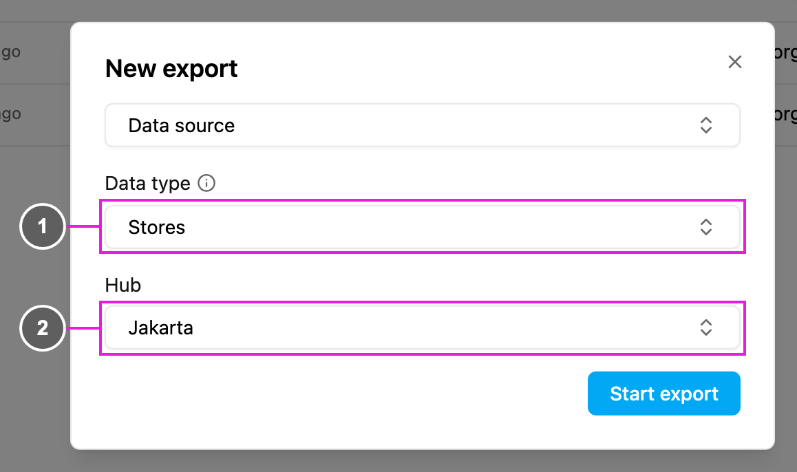 Data source export options