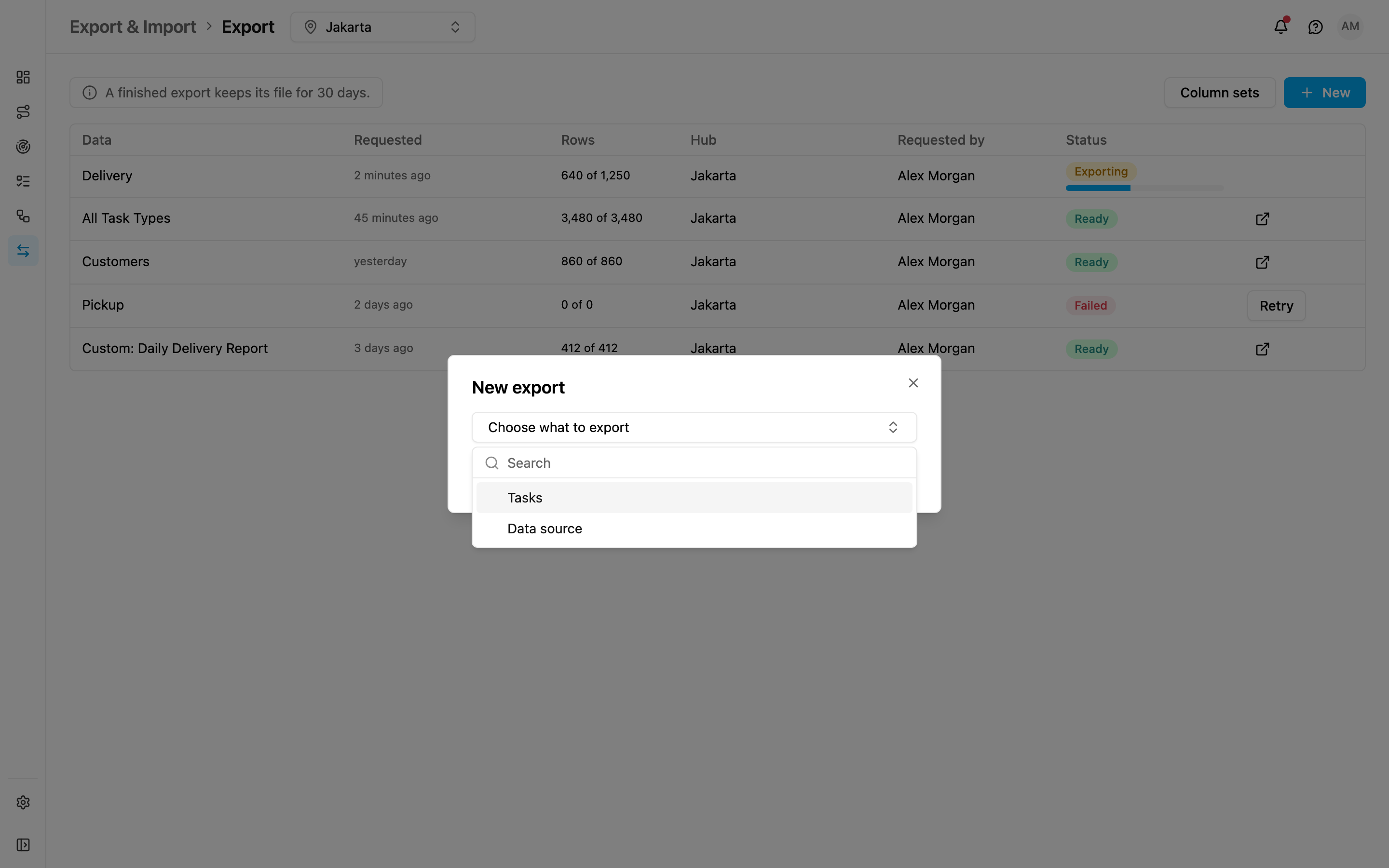 Choose what to export