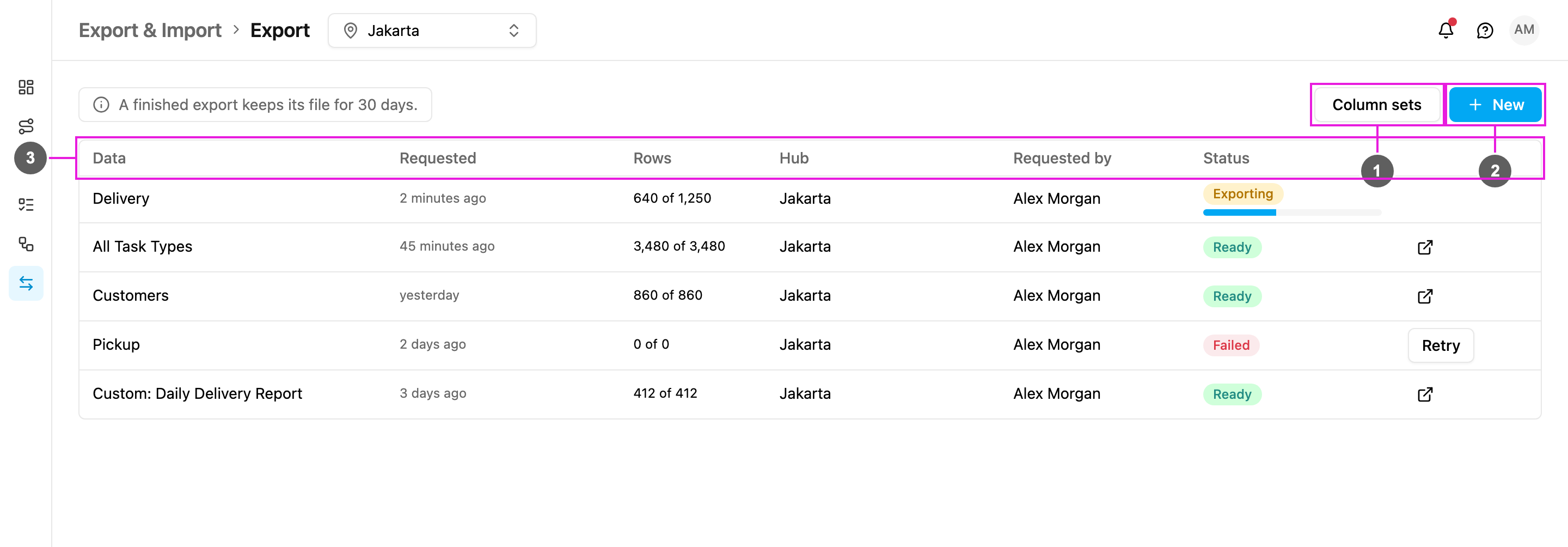 Export list