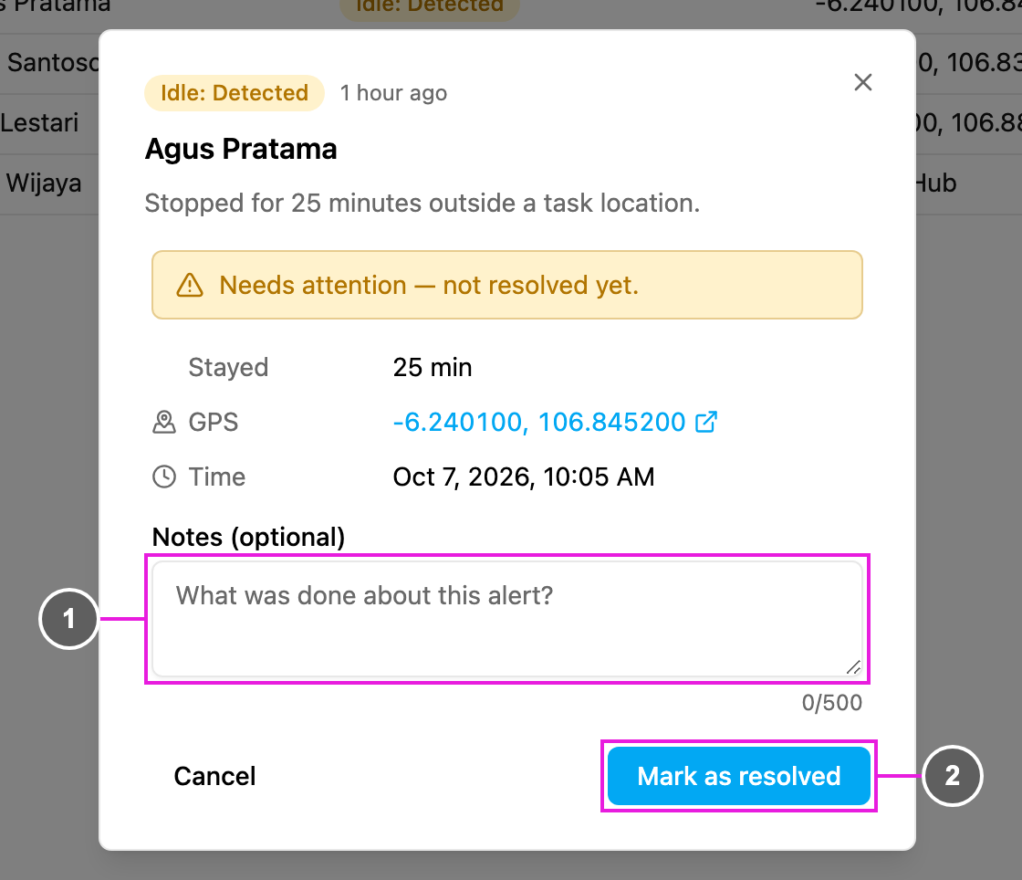 Resolve an alert