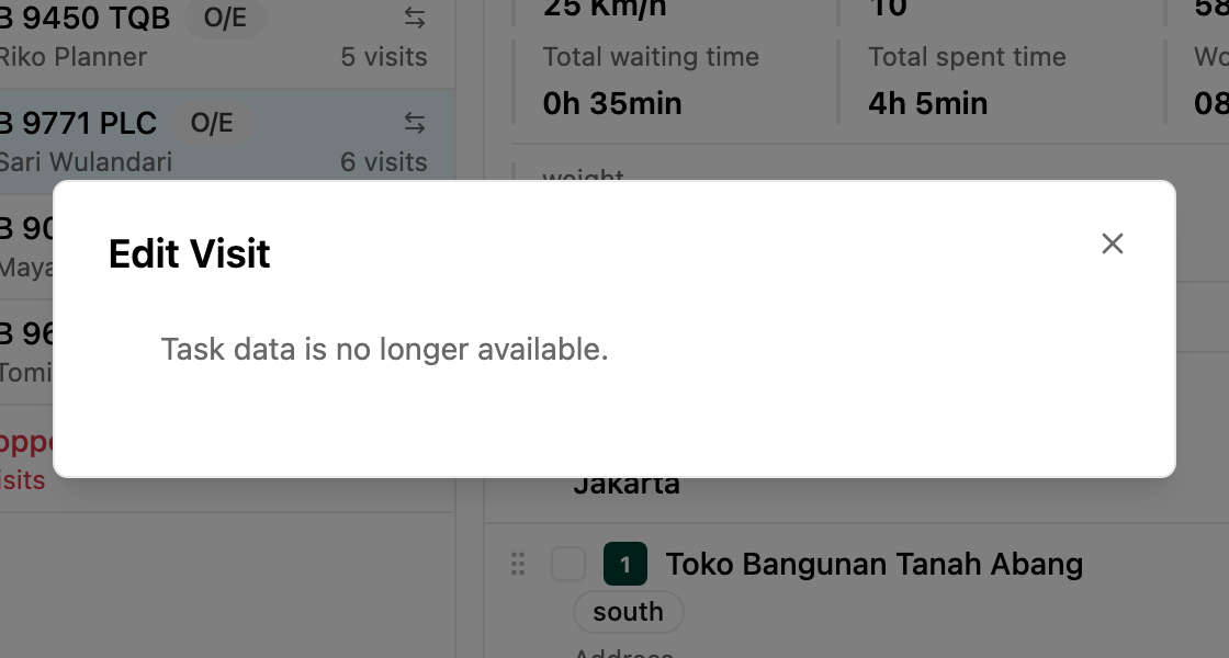 Edit Visit when the task is no longer available