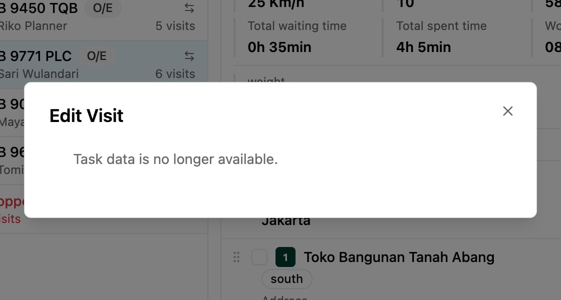 Edit Visit when the task is no longer available