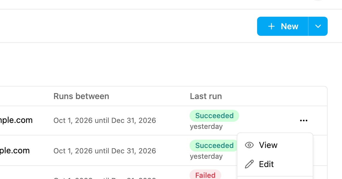 Schedule actions