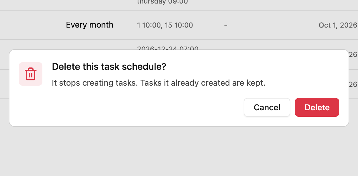 Delete task schedule