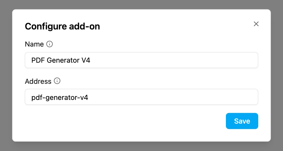 Configure add-on