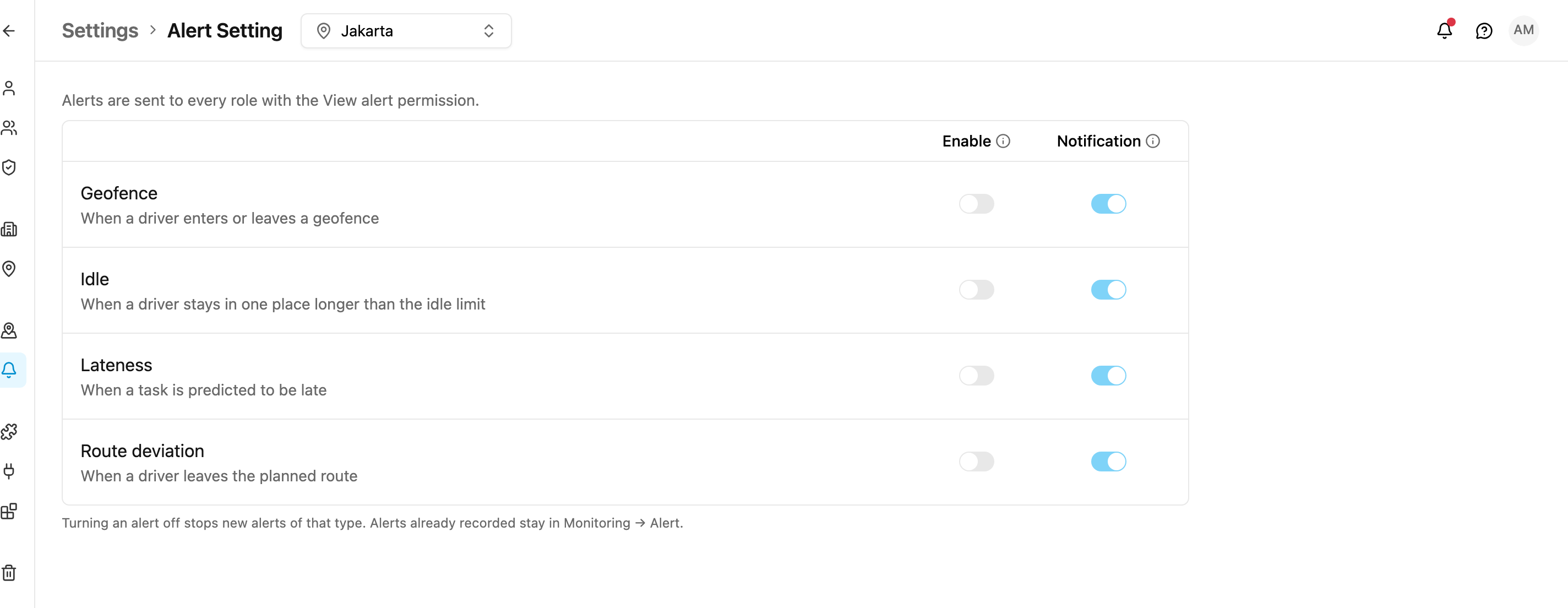 Alert Setting