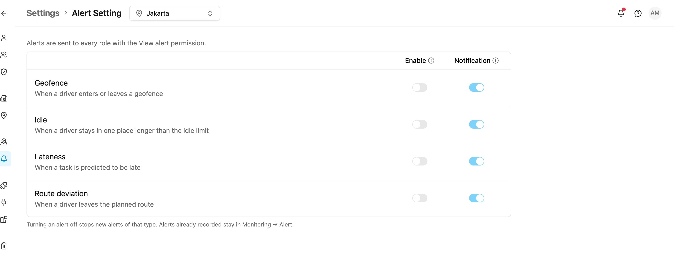 Alert Setting