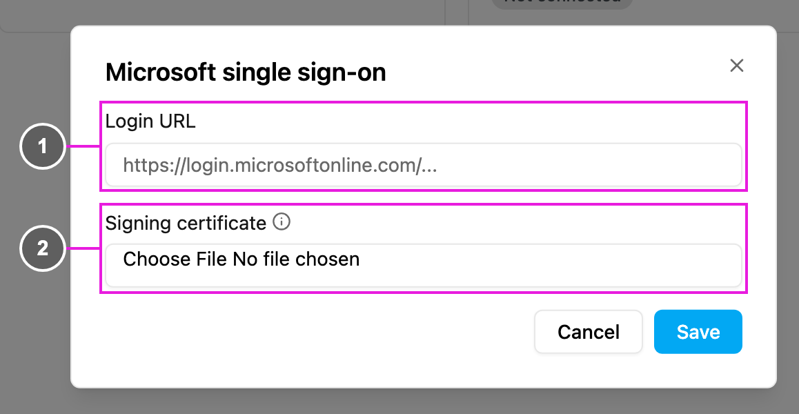 The Microsoft single sign-on dialog