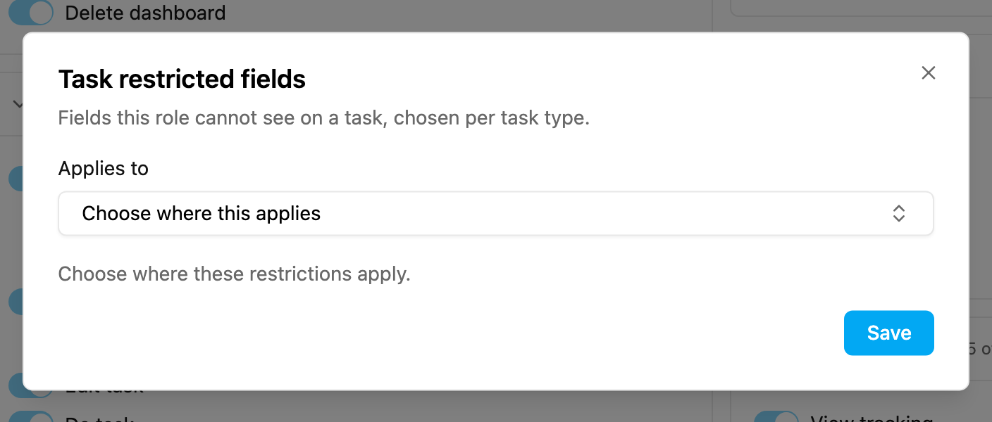 Task restricted fields