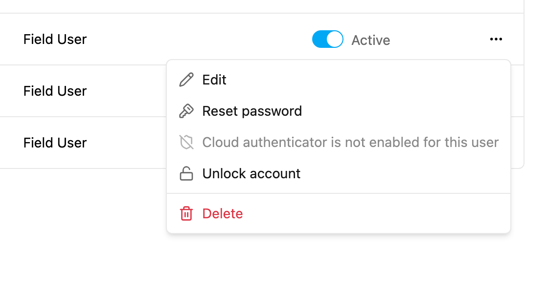 User actions