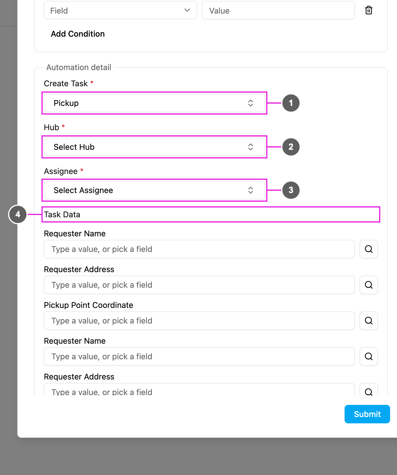 Create and Assign Task detail