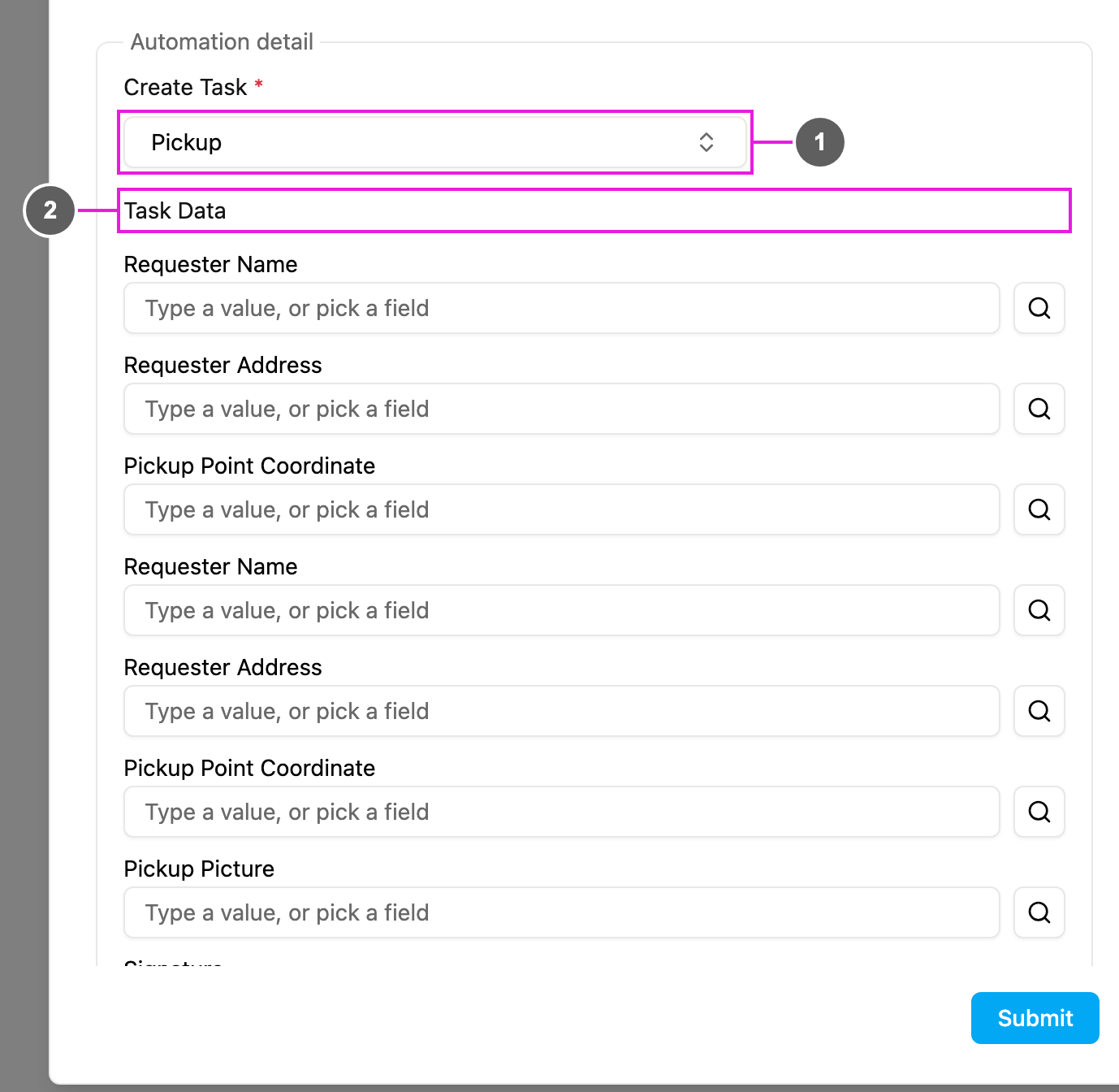 Create Task detail