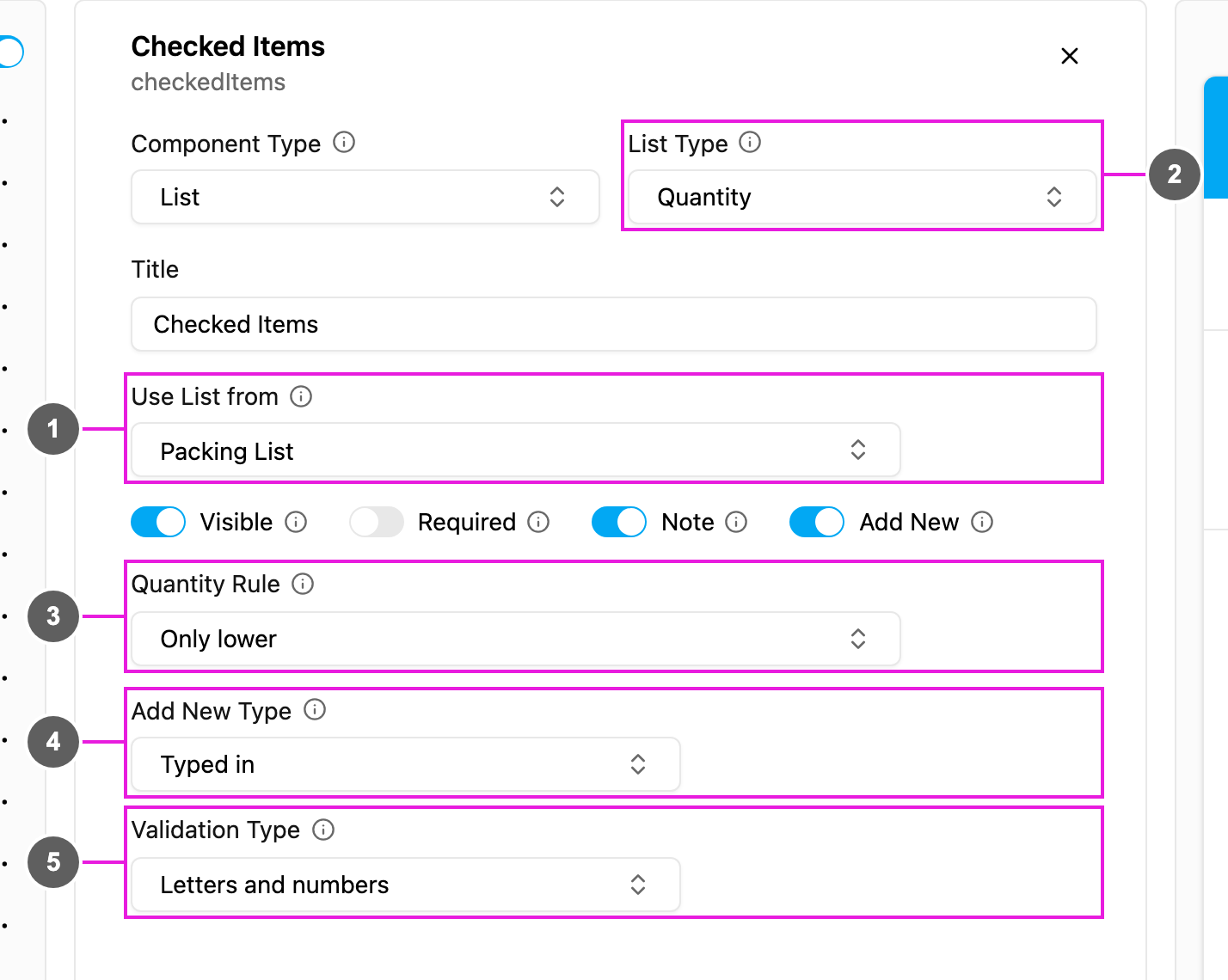 List on a field app page