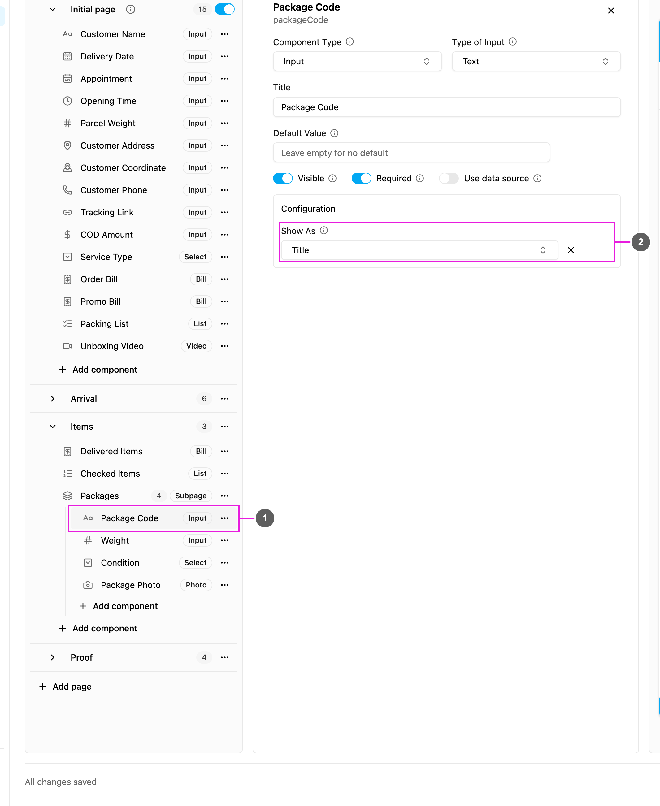 A component inside a subpage