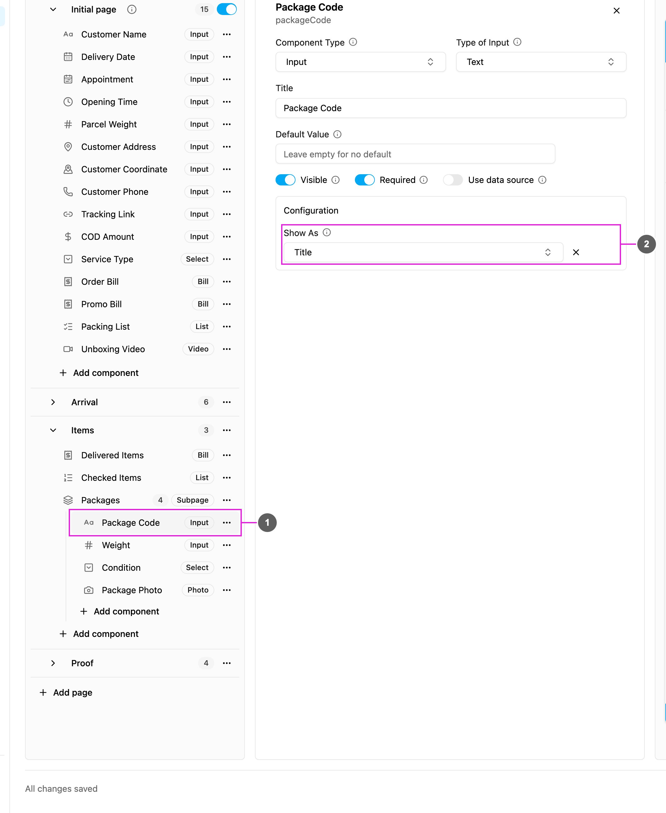A component inside a subpage