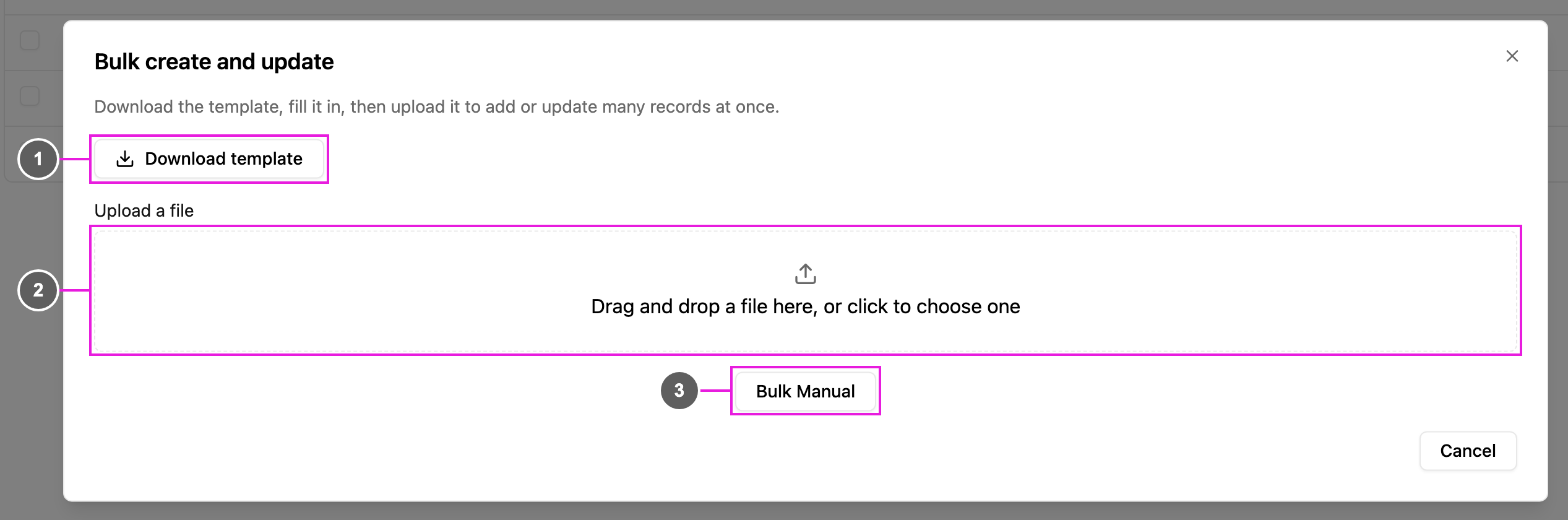 Bulk create and update