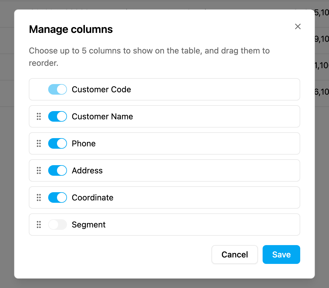 Manage columns