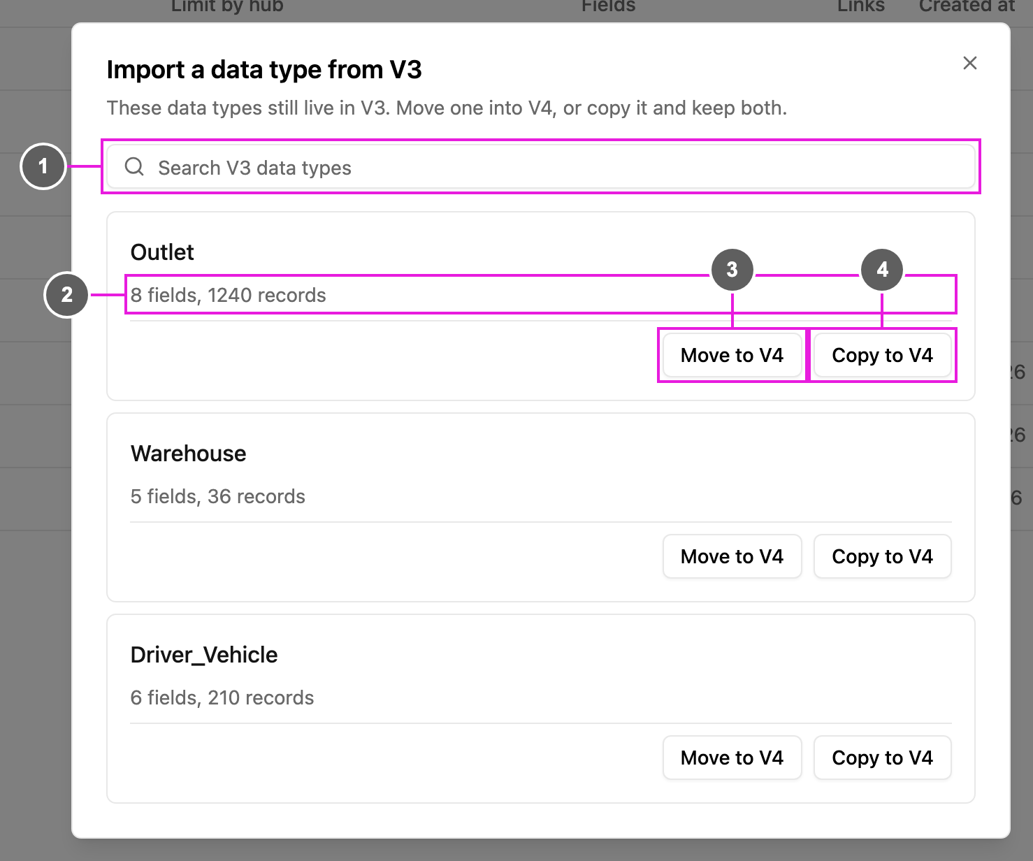 Import a data type from V3